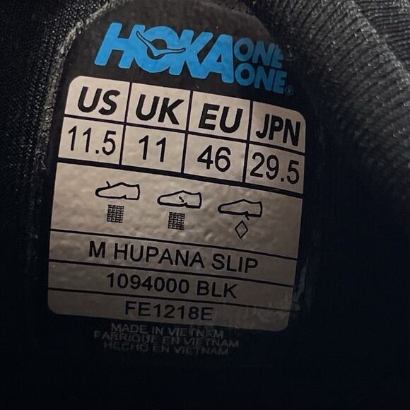 Hoka One One Hupana Slip On Sneakers Mens Size 11.5 Triple Black Athletic Knit - Picture 8 of 9